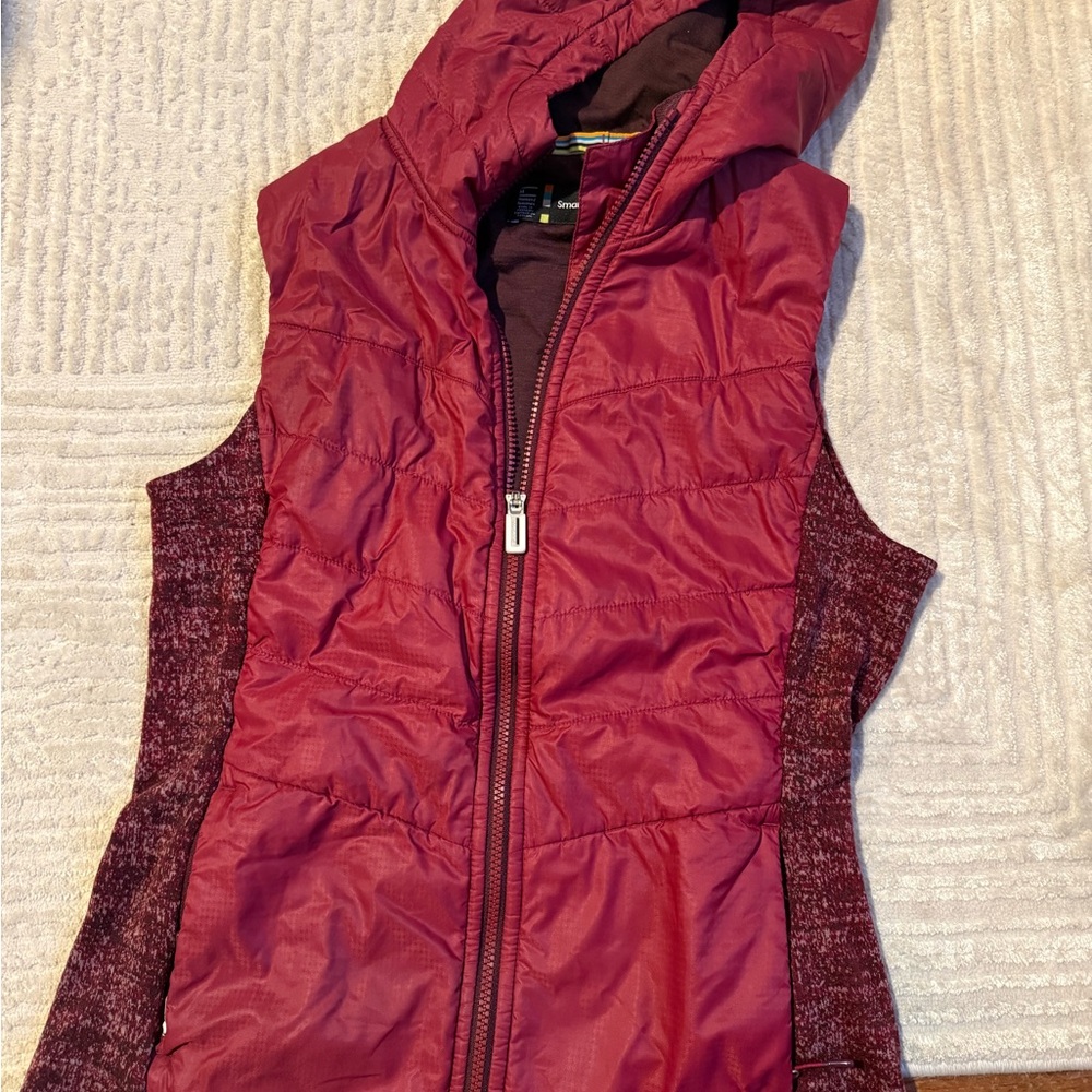Smartwool Hooded Quilted Vest in Deep Wine